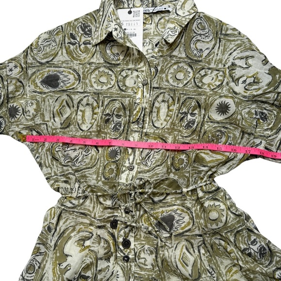 Zara Patterned Shirt Dress Sz S NWT - Picture 7 of 9